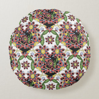 Colourful Hearts, Seamless Romantic Pattern. Round Pillow