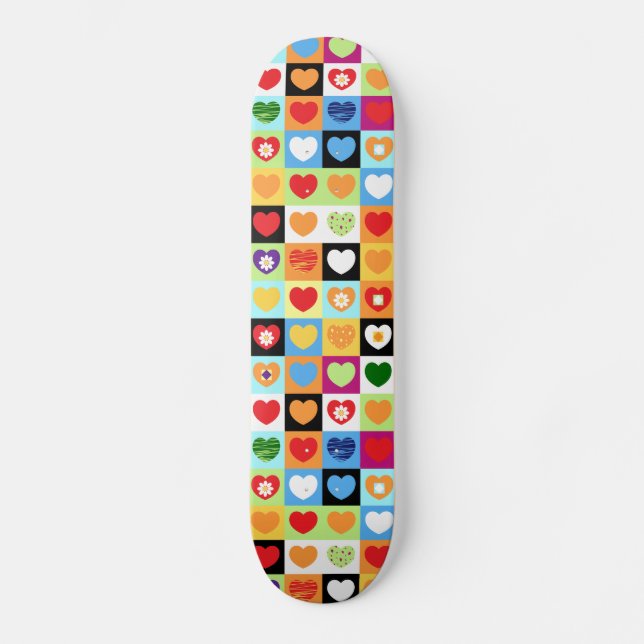 Colourful hearts, skate skateboard (Front)