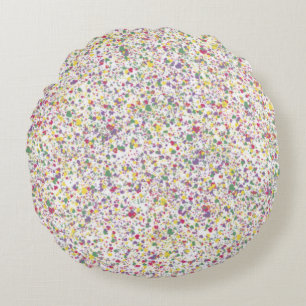 Colourful Hearts Splatter Paint, Speckled Round Pillow