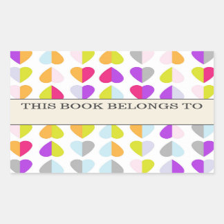 Colourful Hearts This Book Belongs to Sticker