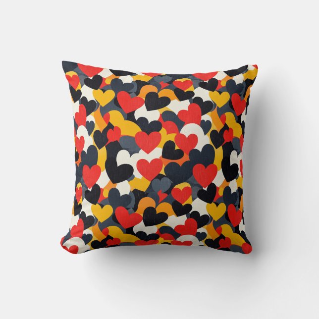 Colourful Hearts Throw Pillow (Front)