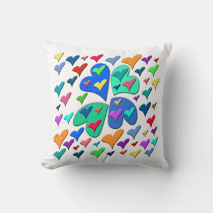 Colourful Hearts Throw Pillow