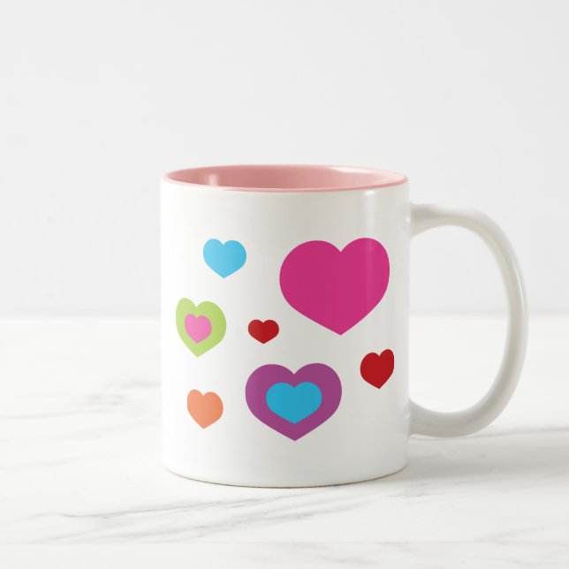 Colourful Hearts Two-Tone Coffee Mug (Right)