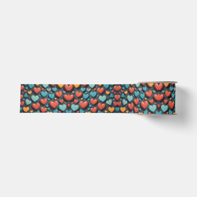 Colourful hearts, Valentine art  Grosgrain Ribbon (Front)