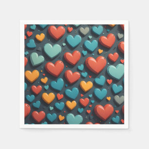 Colourful hearts, Valentine art  Napkin