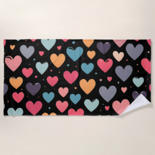Colourful hearts valentine's day beach towel