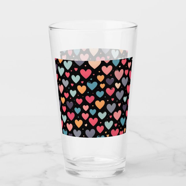 Colourful hearts valentine's day  glass (Front)