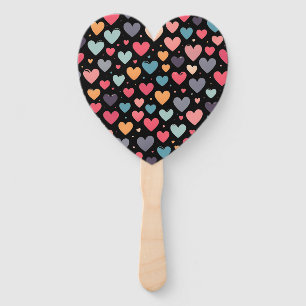 Colourful hearts valentine's day hand fan