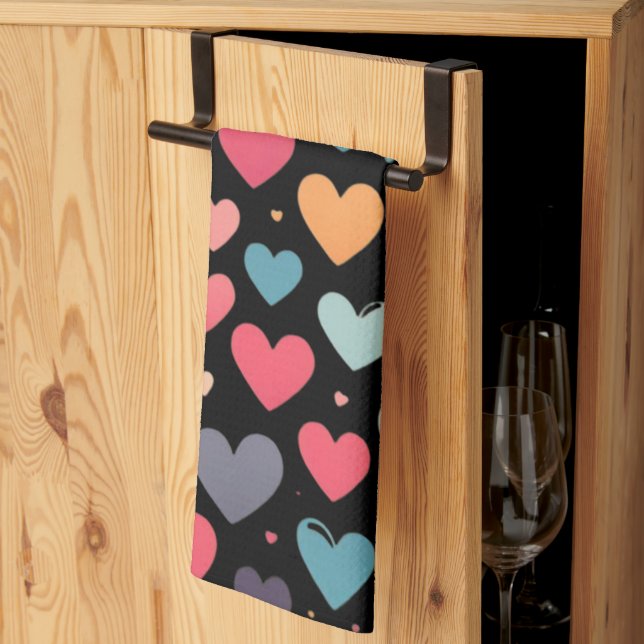 Colourful hearts valentine's day  kitchen towel (Thirds Fold)
