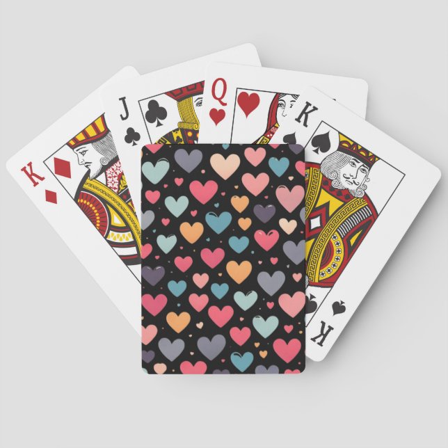Colourful hearts valentine's day  playing cards (Back)