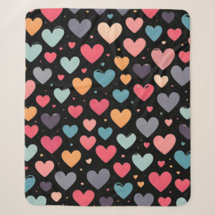Colourful hearts valentine's day sherpa blanket