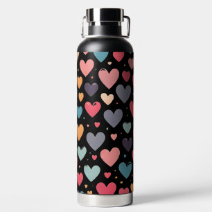 Colourful hearts valentine's day water bottle