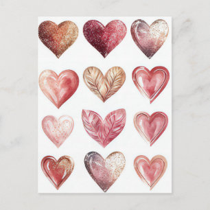 Colourful Hearts Valentine's Greeting Postcard