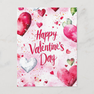 Colourful Hearts Valentine's Greeting Postcard