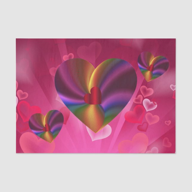 Colourful Hearts Within Hearts Pink Tissue Paper (Front)