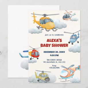Colourful helicopter baby shower Invitation