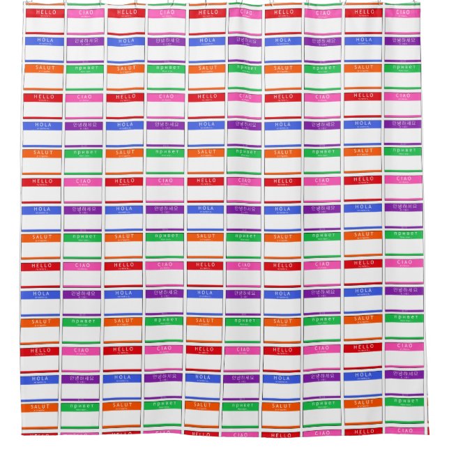 Colourful Hello Ciao Hola Hello My Name Is Pattern (Front)