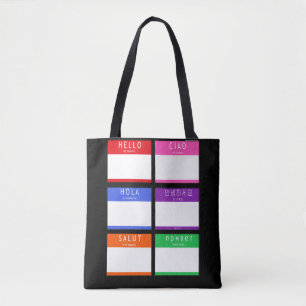 Colourful Hello My Name Is Tote Bag