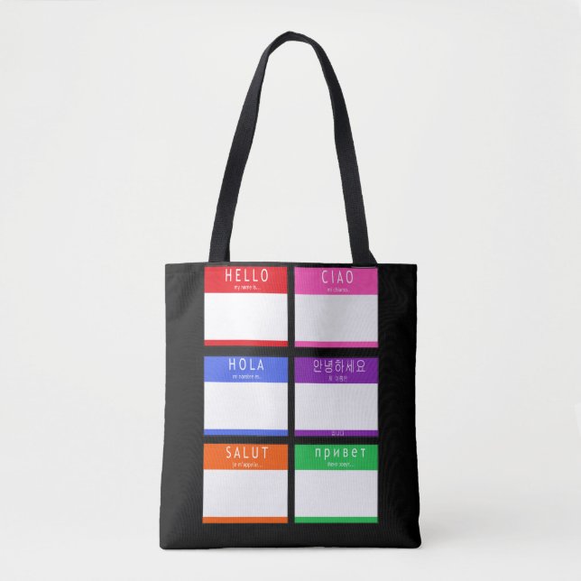 Colourful Hello My Name Is Tote Bag (Front)