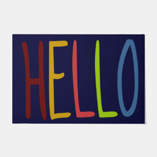 Colourful Hello Rug, Welcome Mat, Simple Doormat