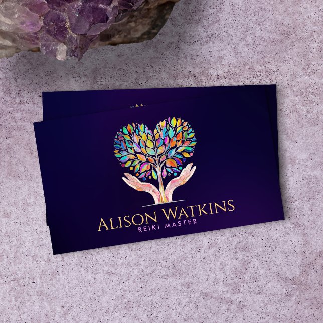 Colourful Helping Hands Heart Tree Mosaic Business Card (Creator Uploaded)