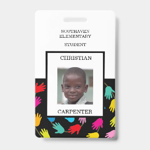 Colourful Helping Hands Student School Photo Badge