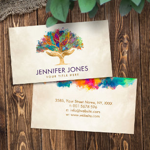 Colourful Helping Hands Tree  Business Card