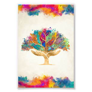 Colourful Helping Hands Tree  Photo Print