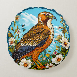 Colourful Hen harrier Bird Majestic Wildlife Rapto Round Pillow