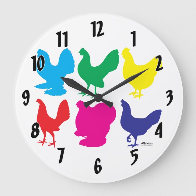 Colourful Hens Large Clock (Front)