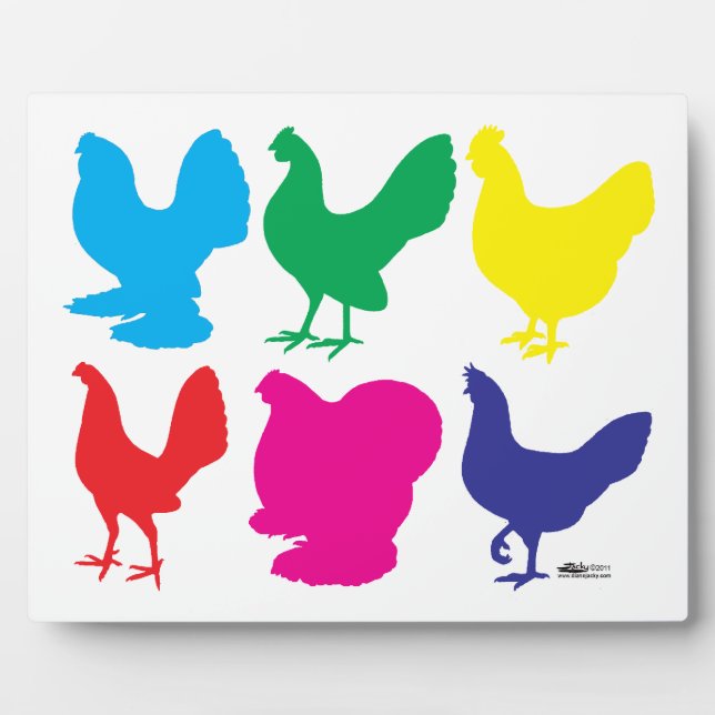 Colourful Hens Plaque (Front)