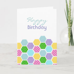 Colourful Hexagon pattern girls birthday card