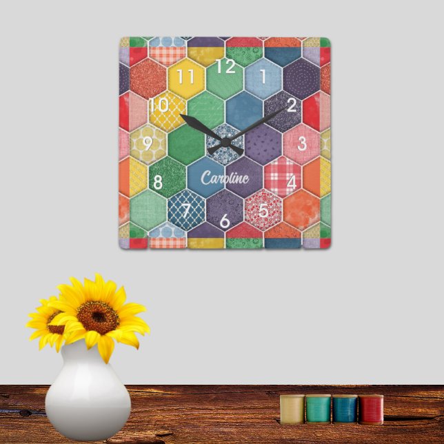 Colourful Hexagon Quilt Patch Wall Clock (Creator Uploaded)