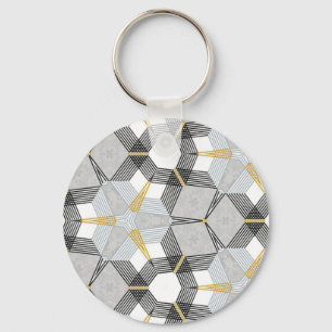 Colourful hexagon square: geometric kaleidoscope. keychain