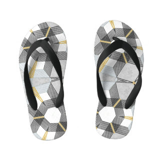 Colourful hexagon square: geometric kaleidoscope. kid's flip flops