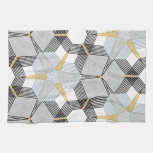 Colourful hexagon square: geometric kaleidoscope. kitchen towel
