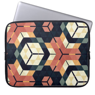 Colourful Hexagon Square Geometric Pattern Laptop Sleeve