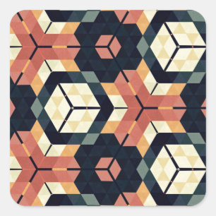 Colourful Hexagon Square Geometric Pattern Sticker