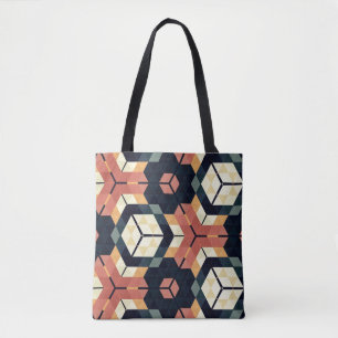Colourful Hexagon Square Geometric Pattern Tote Bag