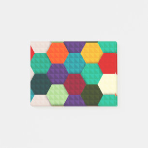 Colourful hexagonal pattern post-it notes