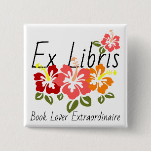 Colourful Hibiscus Book Lover 2 Inch Square Button