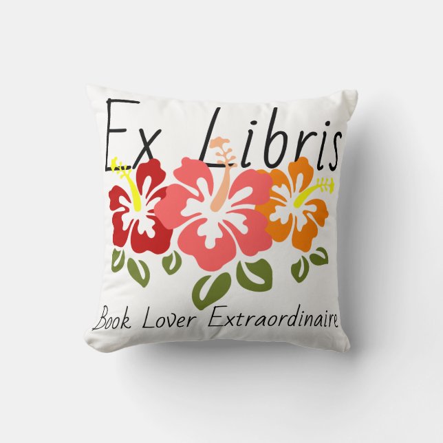 Colourful Hibiscus Book Lover Throw Pillow (Front)