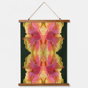 Colourful Hibiscus Flower Close Up Abstract Hanging Tapestry