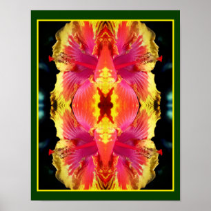 Colourful Hibiscus Flower Close Up Abstract Poster