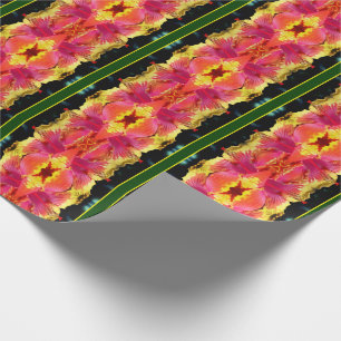 Colourful Hibiscus Flower Close Up Abstract Wrapping Paper