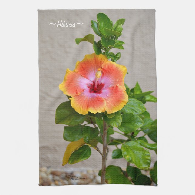 Colourful Hibiscus flower Kitchen Towel (Vertical)