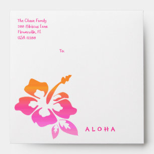 Colourful Hibiscus Flower Luau Party Pink Orange Envelopes