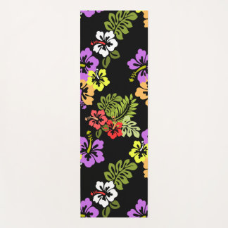 Colourful Hibiscus Flowers in Black Yoga Mat