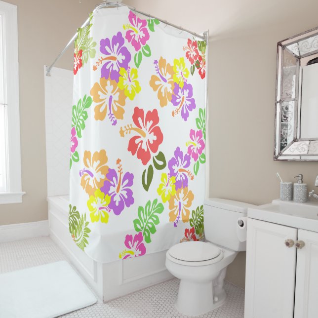 Colourful Hibiscus Flowers in White (In Situ)