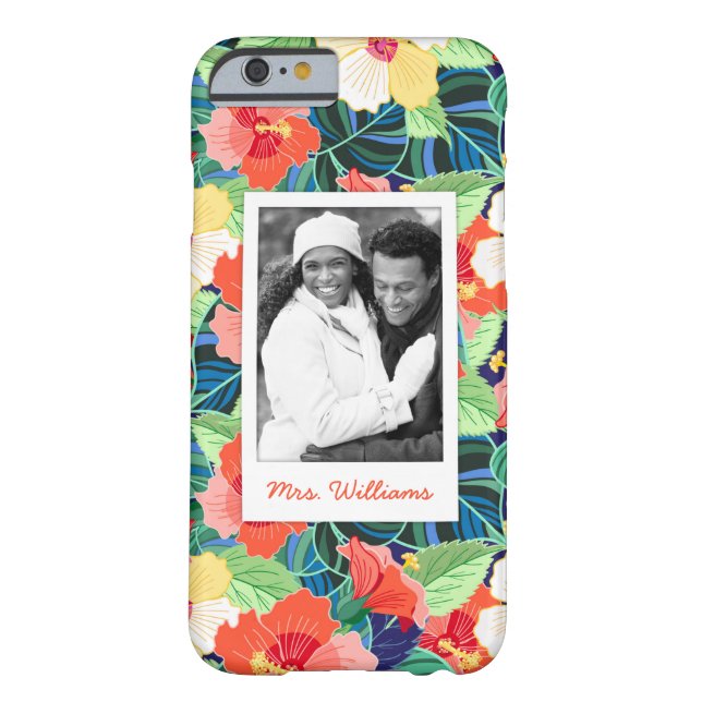 Colourful Hibiscus Pattern | Add Your Photo & Name Case-Mate iPhone Case (Back)